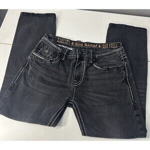 Rock Revival Men’s Jeans “Soren” Baggy Straight Gray / Black Size 36 X 31” EUC